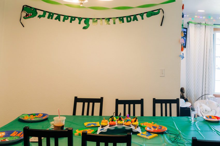 Dinosaur decorations for a party